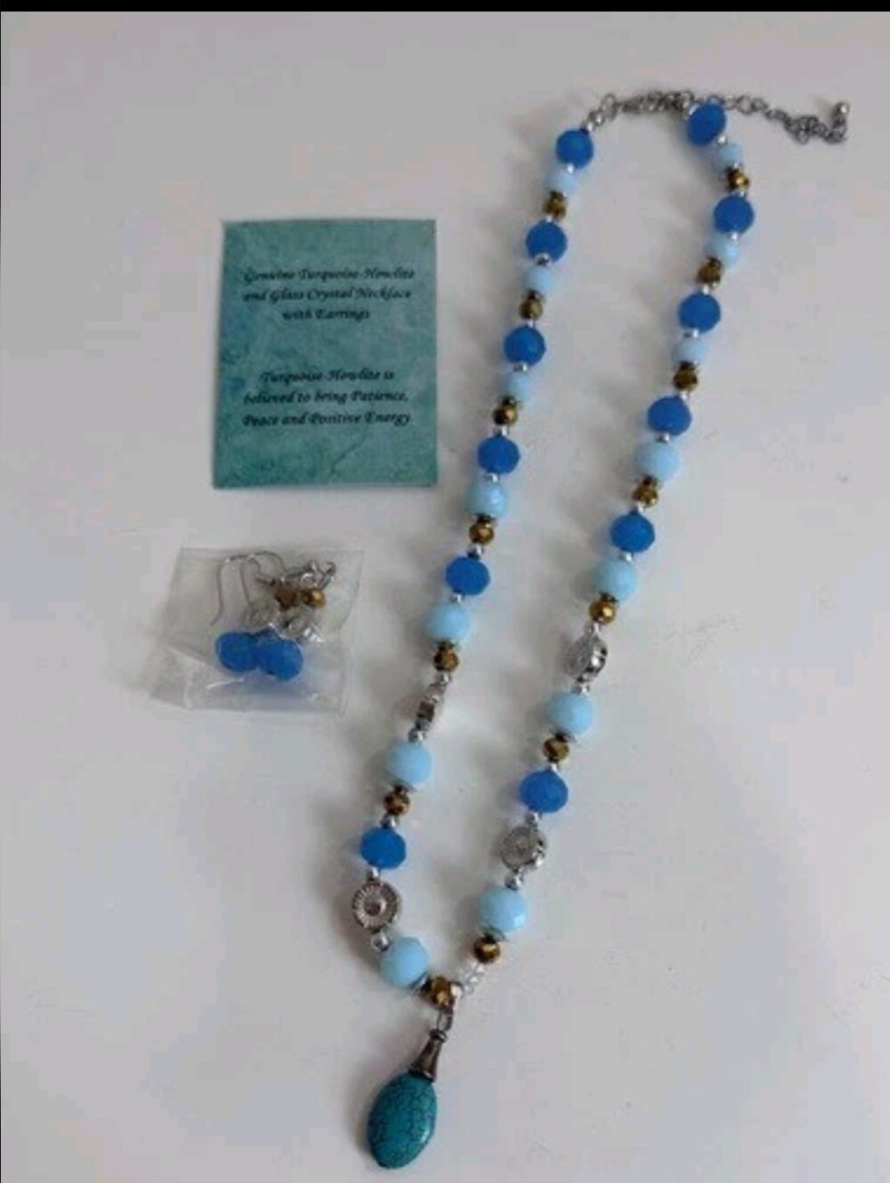 Women's Necklace/Earring Set with Turquoise Pendant